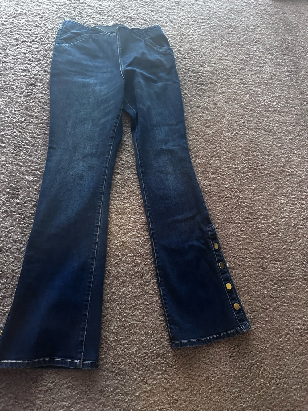 INC International Concepts Navy Bootcut Jeans with Side Button Detail